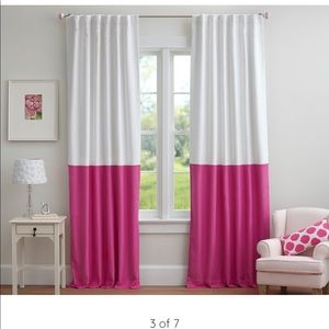 POTTERY BARN KIDS-Color Block Blackout Curtain Panel Set (2 Panels Per Set)-Pink